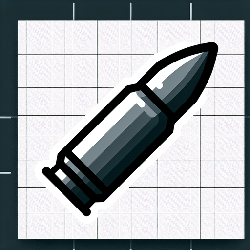 bullet.
Single Game Texture.  In-Game asset.  2d.  Blank background.  High contrast.  No shadows