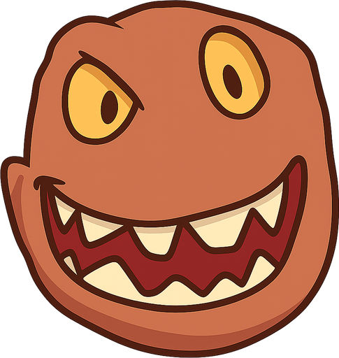 an enemy that smiles evilly. No background. Transparent background. Blank background. No shadows. 2d. In-Game asset. flat