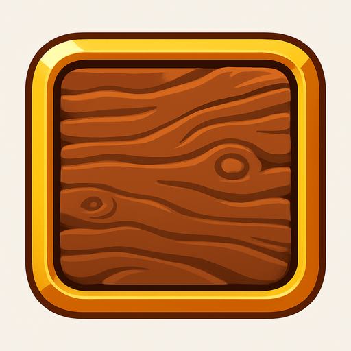 Trozo de madera bordeado en oro .
In-Game asset.  2d.  High contrast.  No shadows. Lineless. Suave