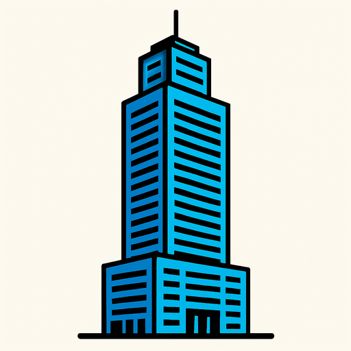 skyscraper.
In-Game asset.  2d.  High contrast.  No shadows