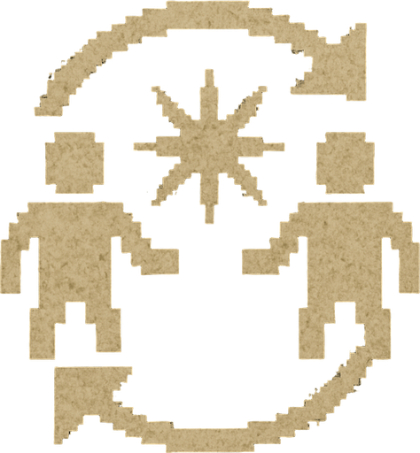 Synergy icon Dark souls style 2d pixel art.
In-Game asset.  2d.  High contrast.  No shadows