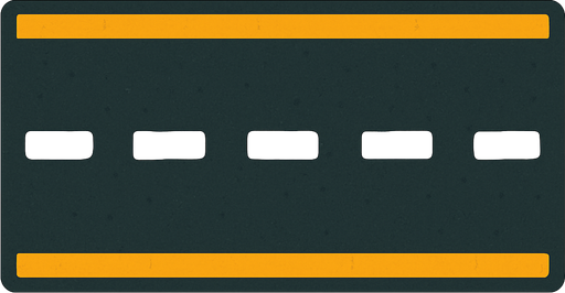 has a horizontal road.
In-Game asset.  2d.  High contrast.  No shadows
