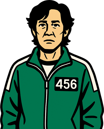 Crea el player 456 del juego del calamar quieto parecido al otro que me generastes.
In-Game asset.  2d.  High contrast.  No shadows