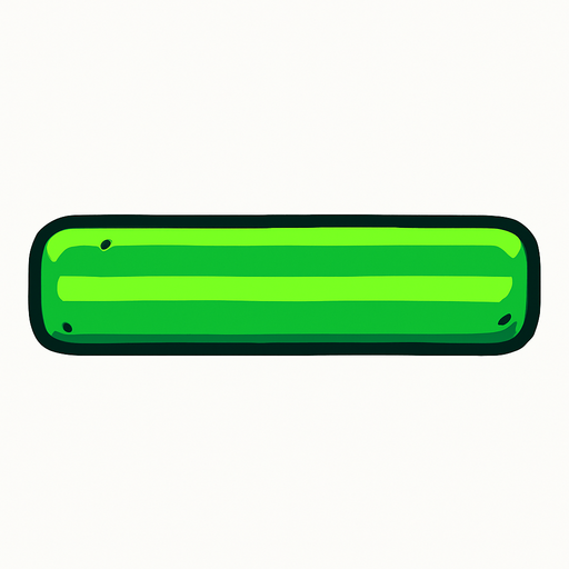 Barra verde horizontal estilo caricatura..
In-Game asset.  2d.  High contrast.  No shadows