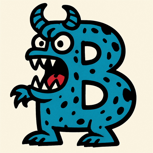 B harfine benzeyen bir canavar.
In-Game asset.  2d.  High contrast.  No shadows