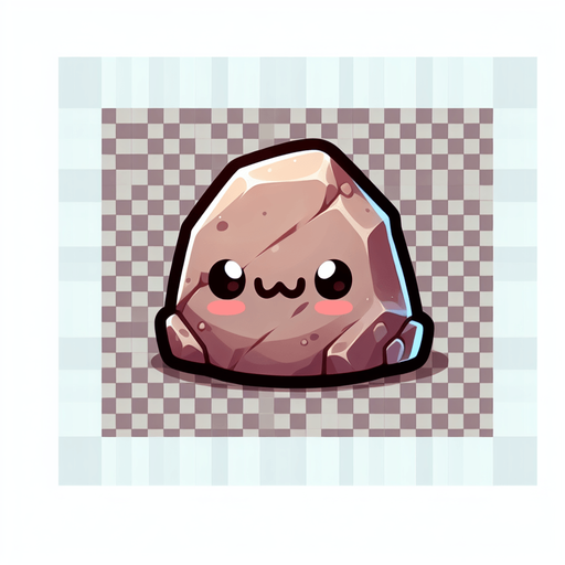 Cartoon style cute rock.
Single Game Texture. In-Game asset. 2d. Blank background. High contrast. No shadows.