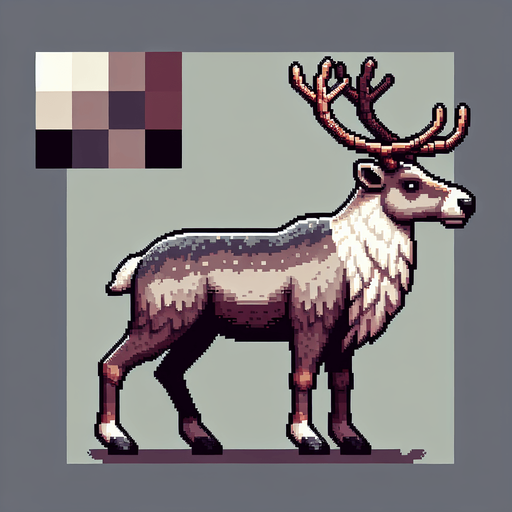 adult Raindeer Single Game Texture. In-Game asset. 2d. Blank background. High contrast. No shadows.
