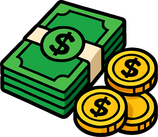 money.
In-Game asset.  2d.  High contrast.  No shadows