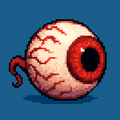Pixel art 2 d high quality red eyeball. side wiev
In-Game asset.  2d.  High contrast.  No shadows