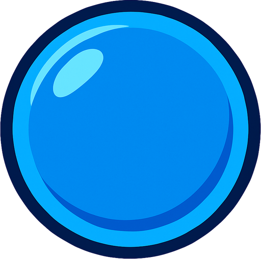 blue circle button.
In-Game asset.  2d.  High contrast.  No shadows