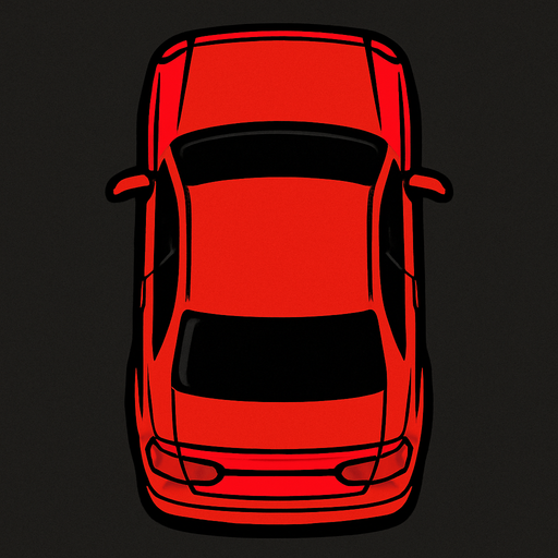 Top down car red.
In-Game asset.  2d.  High contrast.  No shadows