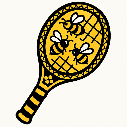 Raquette aux designs dabeilles.
In-Game asset.  2d.  High contrast.  No shadows