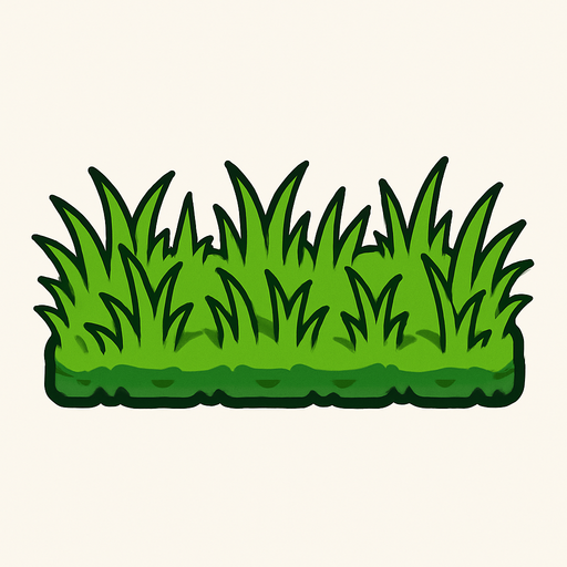 Pasto que cubra un terreno alargado con puntas del mismo pasto saliendo de ellas.
In-Game asset.  2d.  High contrast.  No shadows