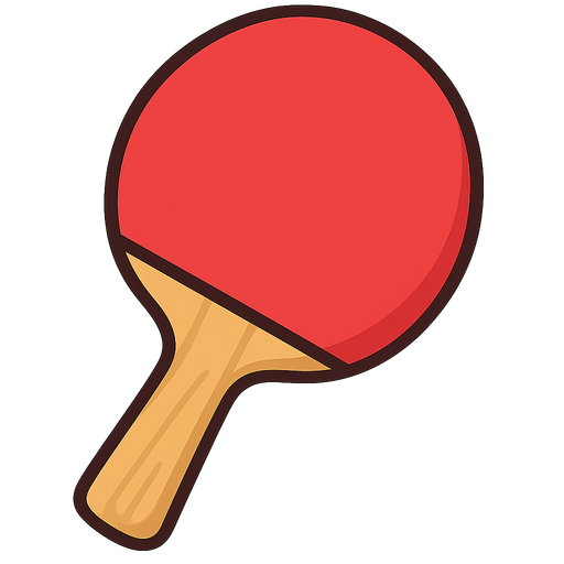 Make a ping pong paddle. No background. Transparent background. Blank background. No shadows. 2d. In-Game asset. flat