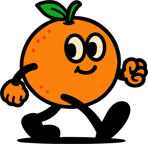 yürüyen insan portakal.
In-Game asset.  2d.  High contrast.  No shadows