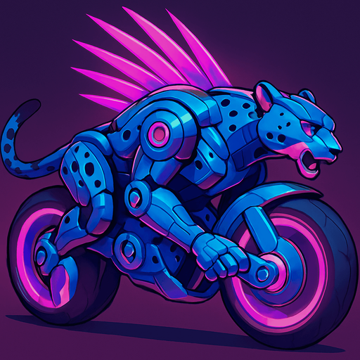 cyberpunk American anime koraidon Miraidon-esque motorcycle animal futuristic cheetah-meets-motorcycle