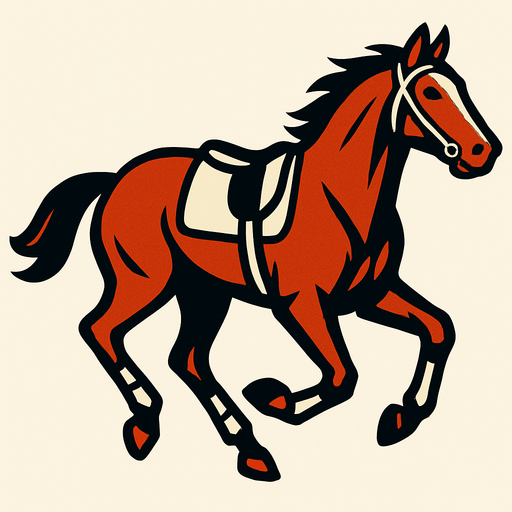 image of a racehorse.
In-Game asset.  2d.  High contrast.  No shadows