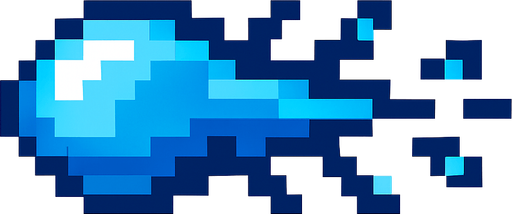 Proyectil agua pixelar.
In-Game asset.  2d.  High contrast.  No shadows