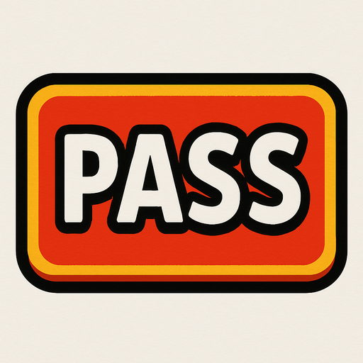 A button that says pass.
In-Game asset.  2d.  High contrast.  No shadows