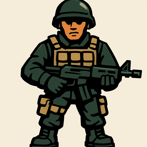 Soldier.
In-Game asset.  High contrast.  No shadows