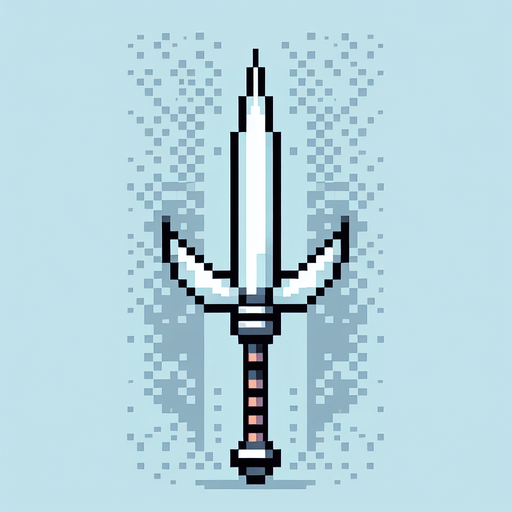 a pixel harpoon, vertical and looking up, retro like in pang games..
Single Game Texture. In-Game asset. 2d. Blank background. High contrast. No shadows.