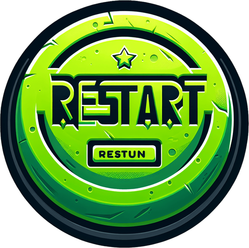 Green button with a text saying "RESTART". cartoon font.
Single Game Texture. In-Game asset. 2d. Blank background. High contrast. No shadows.