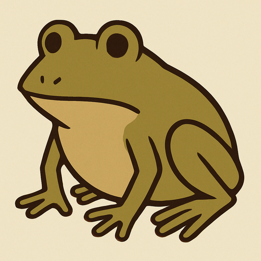 Frog in professor Layton game style.
In-Game asset.  2d.  High contrast.  No shadows