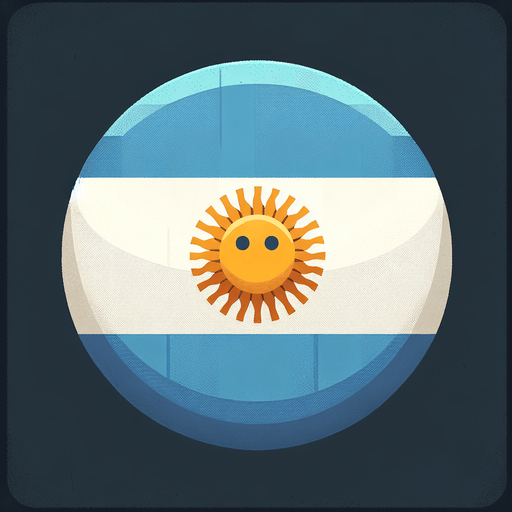 la bandera de argentina redonda.
Single Game Texture.  In-Game asset.  2d.  Blank background.  High contrast.  No shadows