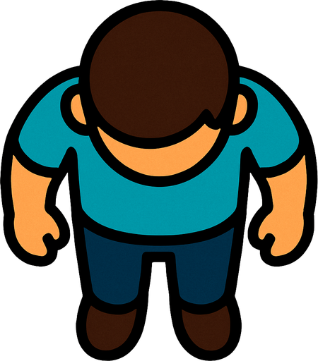 Un humano visto desde arriba simple.
In-Game asset.  2d.  High contrast.  No shadows