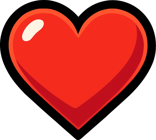 heart.
In-Game asset.  2d.  High contrast.  No shadows. heart