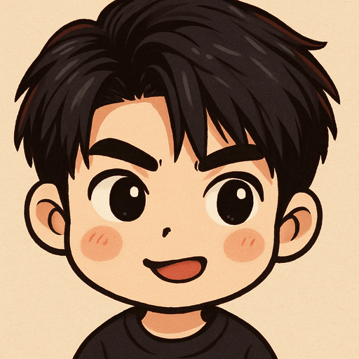 Make him in cartoon chibi style, retains his key facial features such as his strong jaw, straight and marked eyebrows, oval face with a mischievous expression like that of a friendly and curious child.