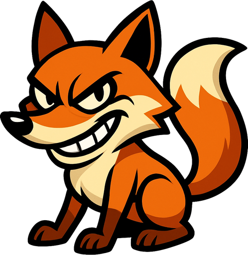 dibuja al animal zorra con expresion malvada estilo igual animado cuerpo completo.
In-Game asset.  2d.  High contrast.  No shadows