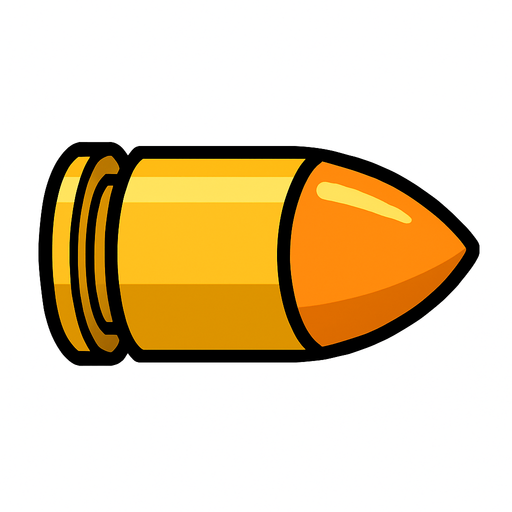create a bullet image for 2d game.
In-Game asset.  2d.  High contrast.  No shadows