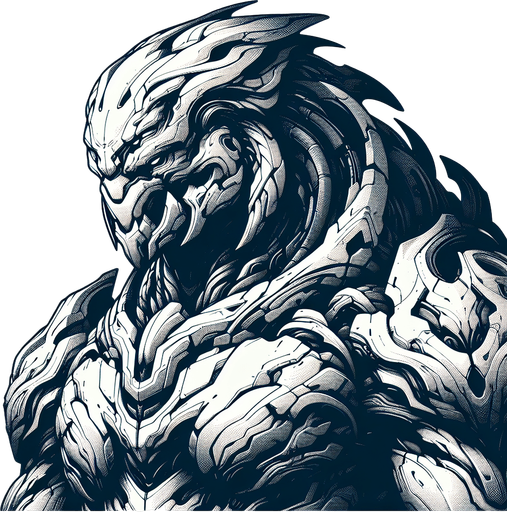 Powerful humanoid creature.
Single Game Texture. In-Game asset. 2d. Blank background. High contrast. No shadows.