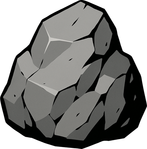 Rock (Gray).
In-Game asset.  2d.  High contrast.  No shadows