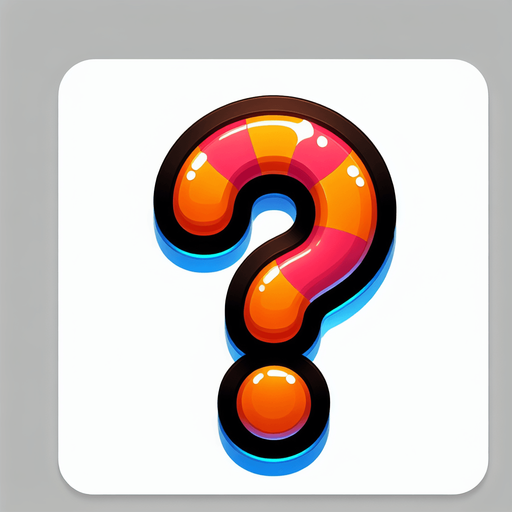 punto di domanda a modi caramelle.
Single Game Texture. In-Game asset. 2d. Blank background. High contrast. No shadows.