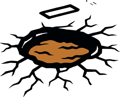 road pothole.
In-Game asset.  2d.  High contrast.  No shadows