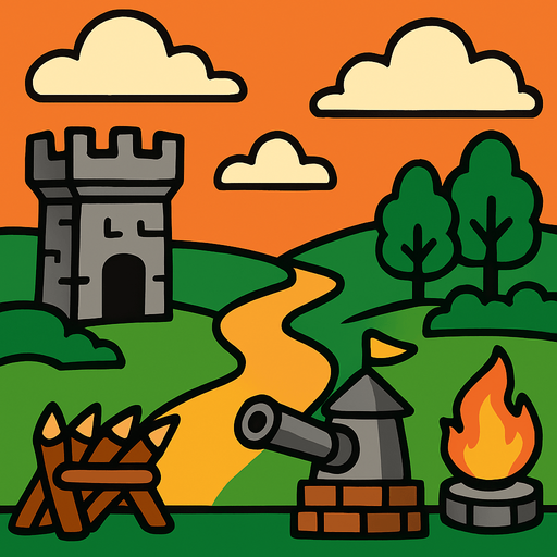 Tower defence menü background.
In-Game asset.  2d.  High contrast.  No shadows