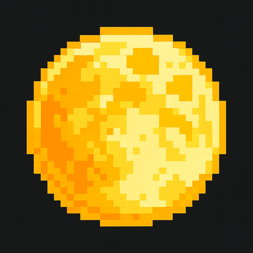 pixelated moon.
In-Game asset.  2d.  High contrast.  No shadows