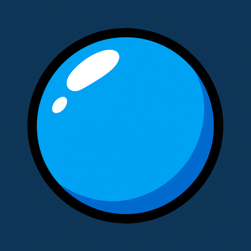 blue ball.
In-Game asset.  2d.  High contrast.  No shadows