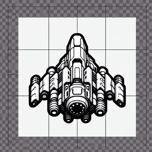 Uma nave virada para cima intergalactica, branca fundo png.
Single Game Texture. In-Game asset. 2d. Blank background. High contrast. No shadows.