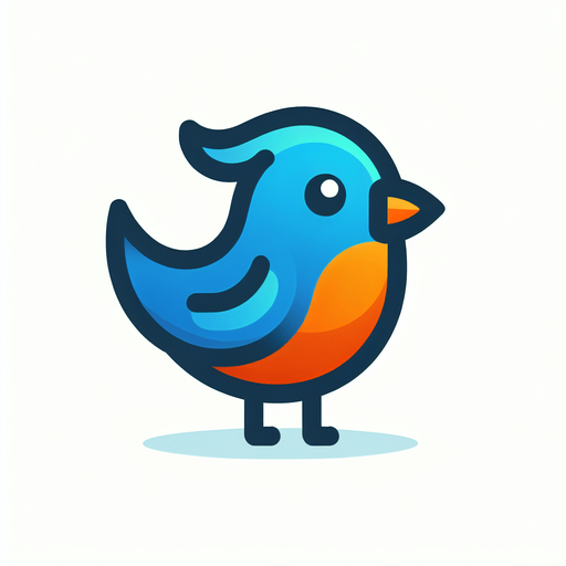 Single simple cartoon bird for a game titled "Flap & Bounce". The bird has lots blue and orange colors and is high contrast. Only bird.
