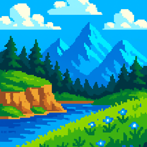creame un paisage pixer de 2048x2732.
In-Game asset.  2d.  High contrast.  No shadows