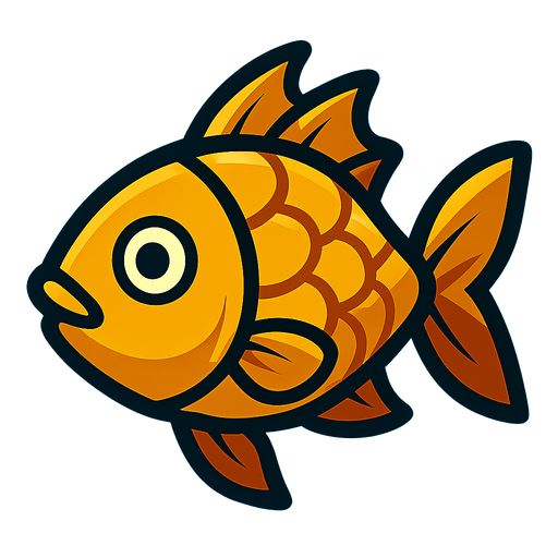 Golden fish.
In-Game asset.  2d.  High contrast.  No shadows