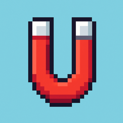 pixel art 2D magnet.
In-Game asset.  2d.  High contrast.  No shadows