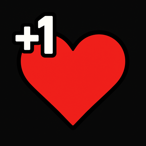 1+ up heart icon.
In-Game asset.  2d.  High contrast.  No shadows