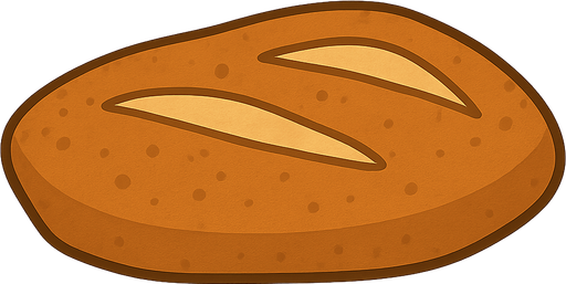 Bread. No background. Transparent background. Blank background. No shadows. 2d. In-Game asset. flat