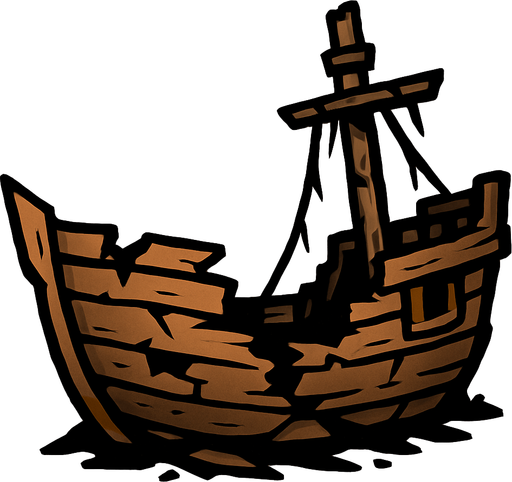 Broken ship.
In-Game asset.  2d.  High contrast.  No shadows