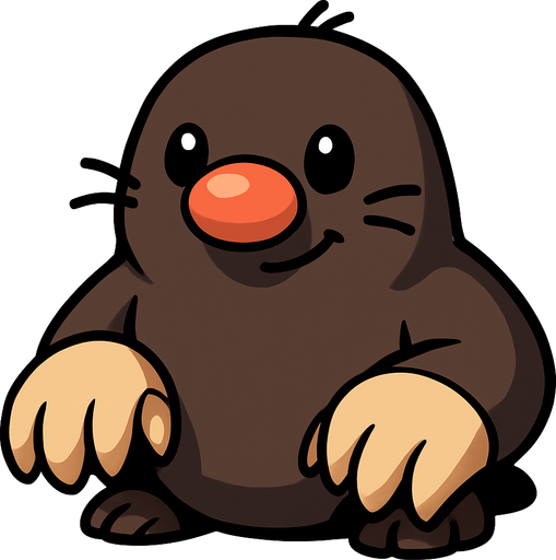 3d köstebek.
In-Game asset.  2d.  High contrast.  No shadows