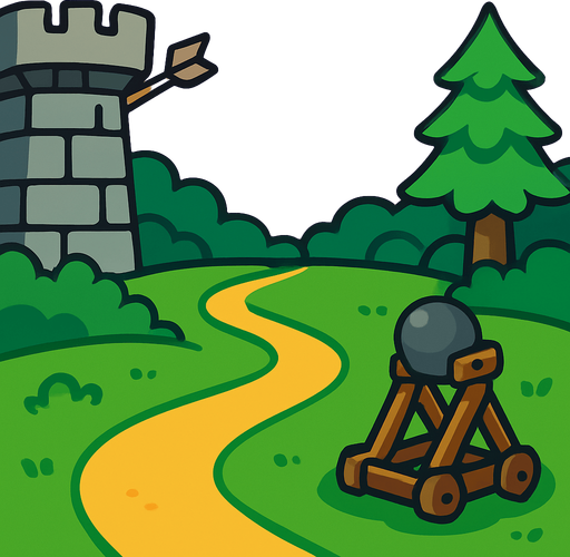 Tower defence menü background.
In-Game asset.  2d.  High contrast.  No shadows
